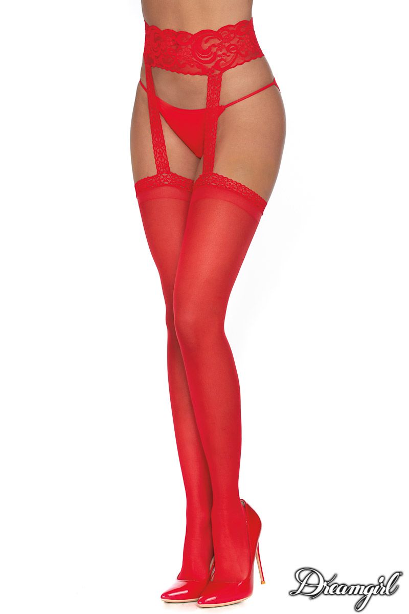 BAS COLLANT 3/4 PORTE JARRETELLE DENTELLE TRANSPARENT - DREAMGIRL
