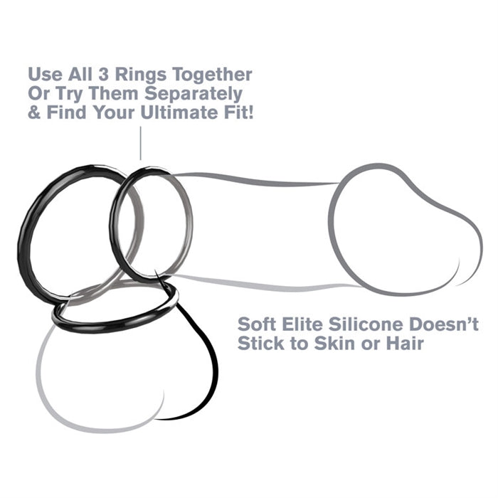 C-RINGZ SILICONE 3-RING STAMINA SET NOIR