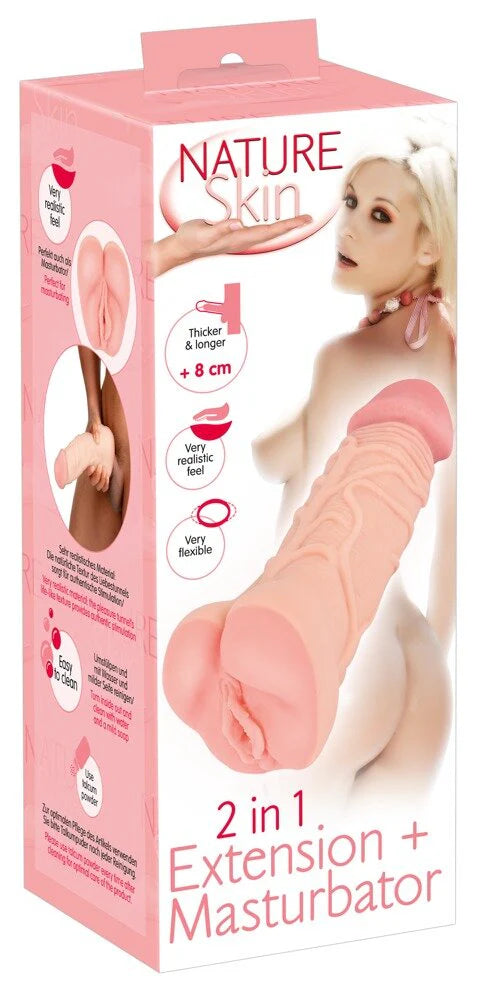 NATURE SKIN 2IN1 EXTENTION + MASTURBATOR VAGINA