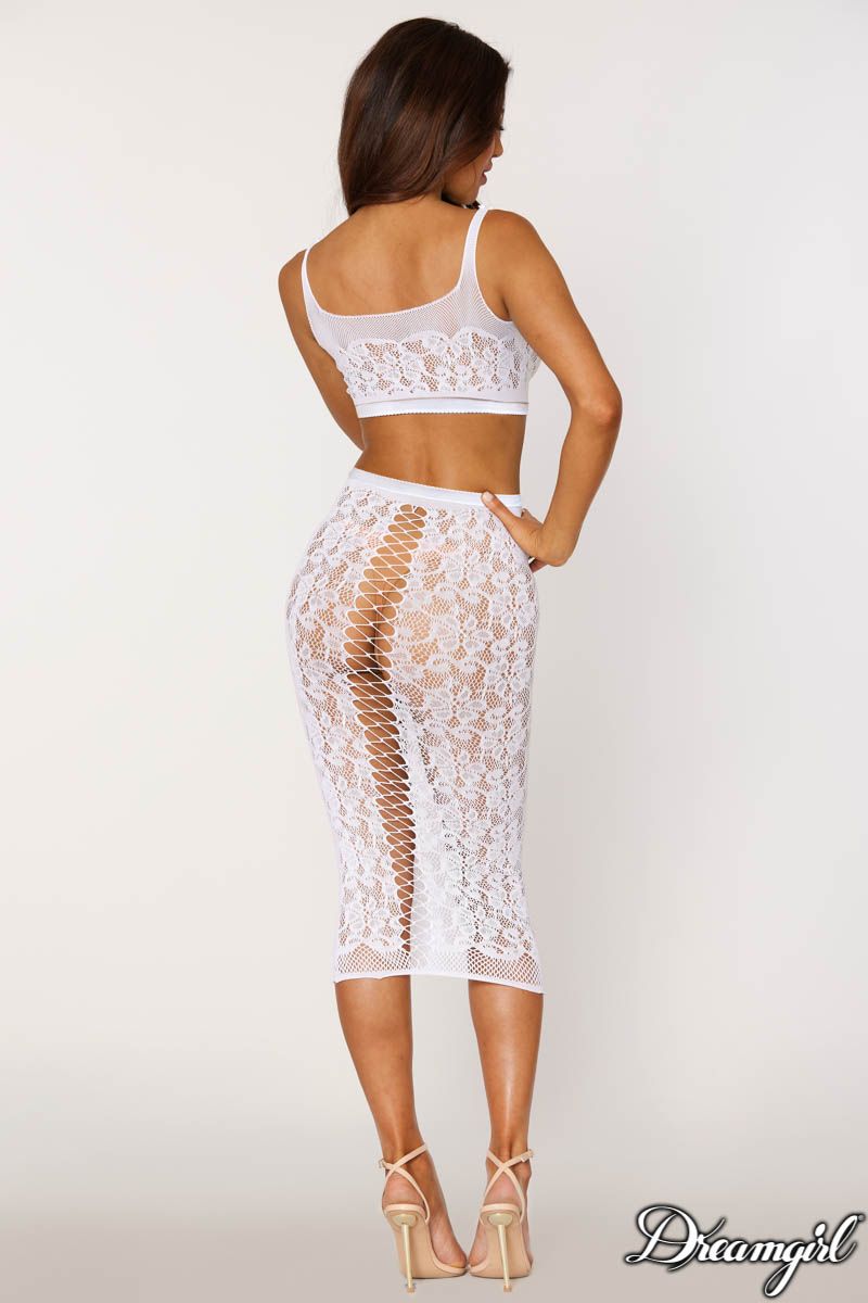 2PC STRECK KIT EN DENTELLE BLANC - DREAMGIRL