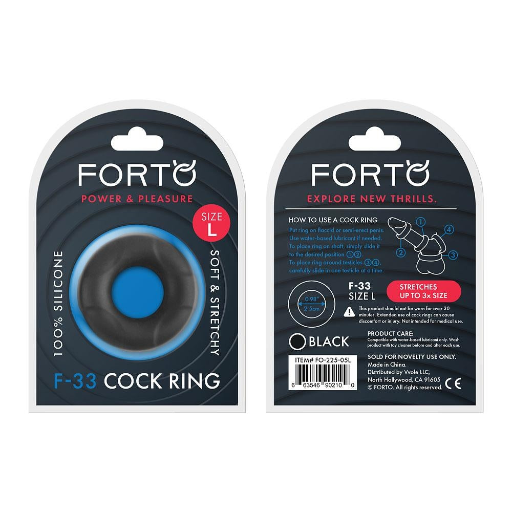 F-33 - 25MM LIQUID SILICONE C RING - LARGE - BLACK - FORTO