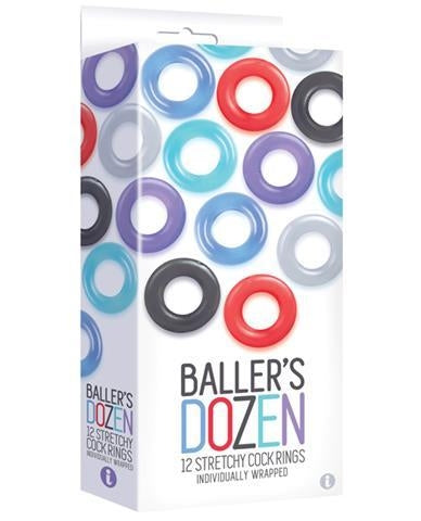 BALLER'S DOZEN 12 PIECE TPE COCK RING SET