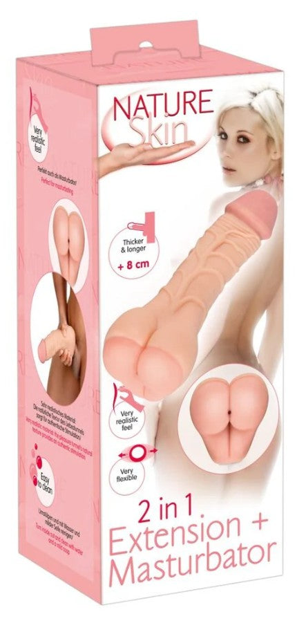 NATURE SKIN 2IN1 EXTENTION + MASTURBATOR ASS