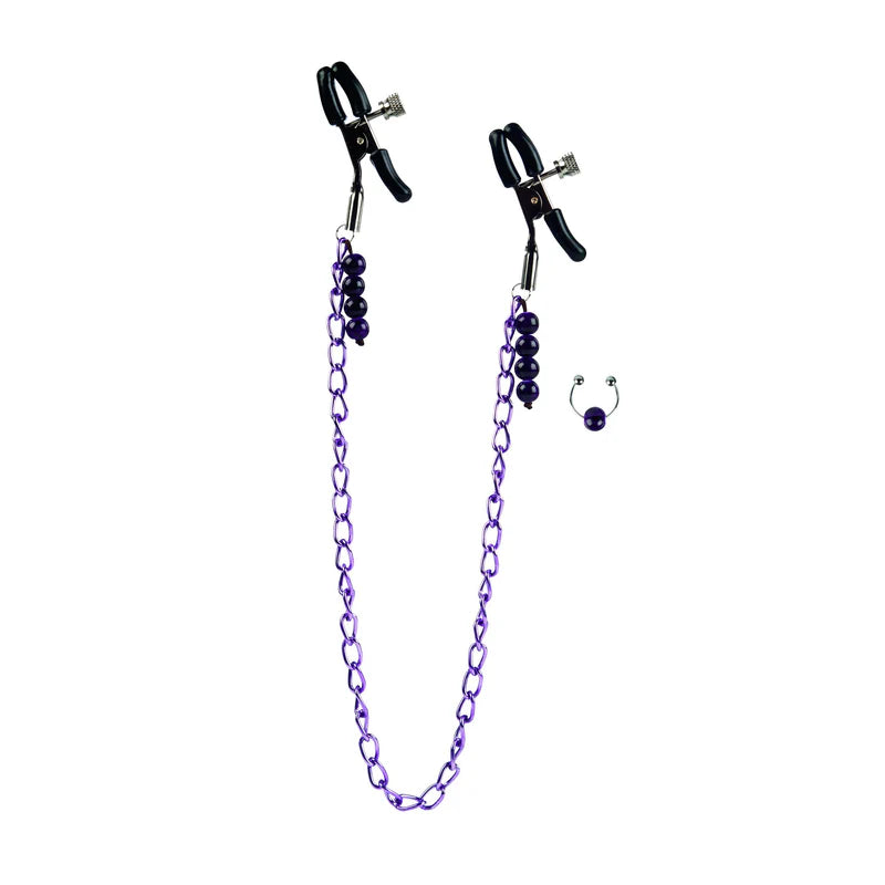 PURPLE CHAIN NIPPLE CLAMPS - CALEXOTICS
