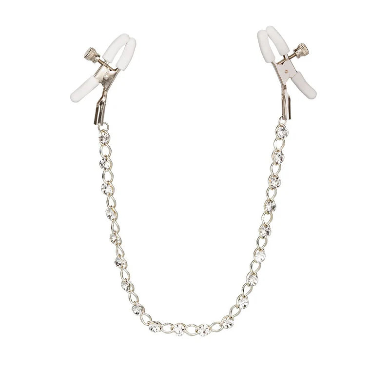 SILVER - NIPPLE PLAY - CRYSTAL CHAIN CLAMPS - CALEXOTICS