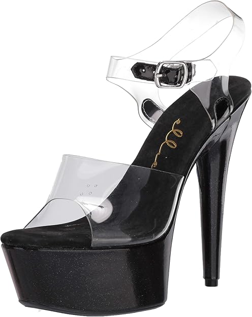 6 POUCES SANDALE À TALON NOIR AVEC PAILLETTES - Ellie Shoes