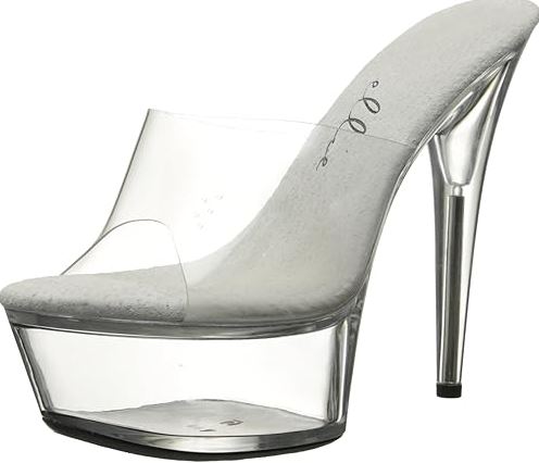 6 POUCES PLATEFORME TRANSPARENT MULE - Ellie Shoes