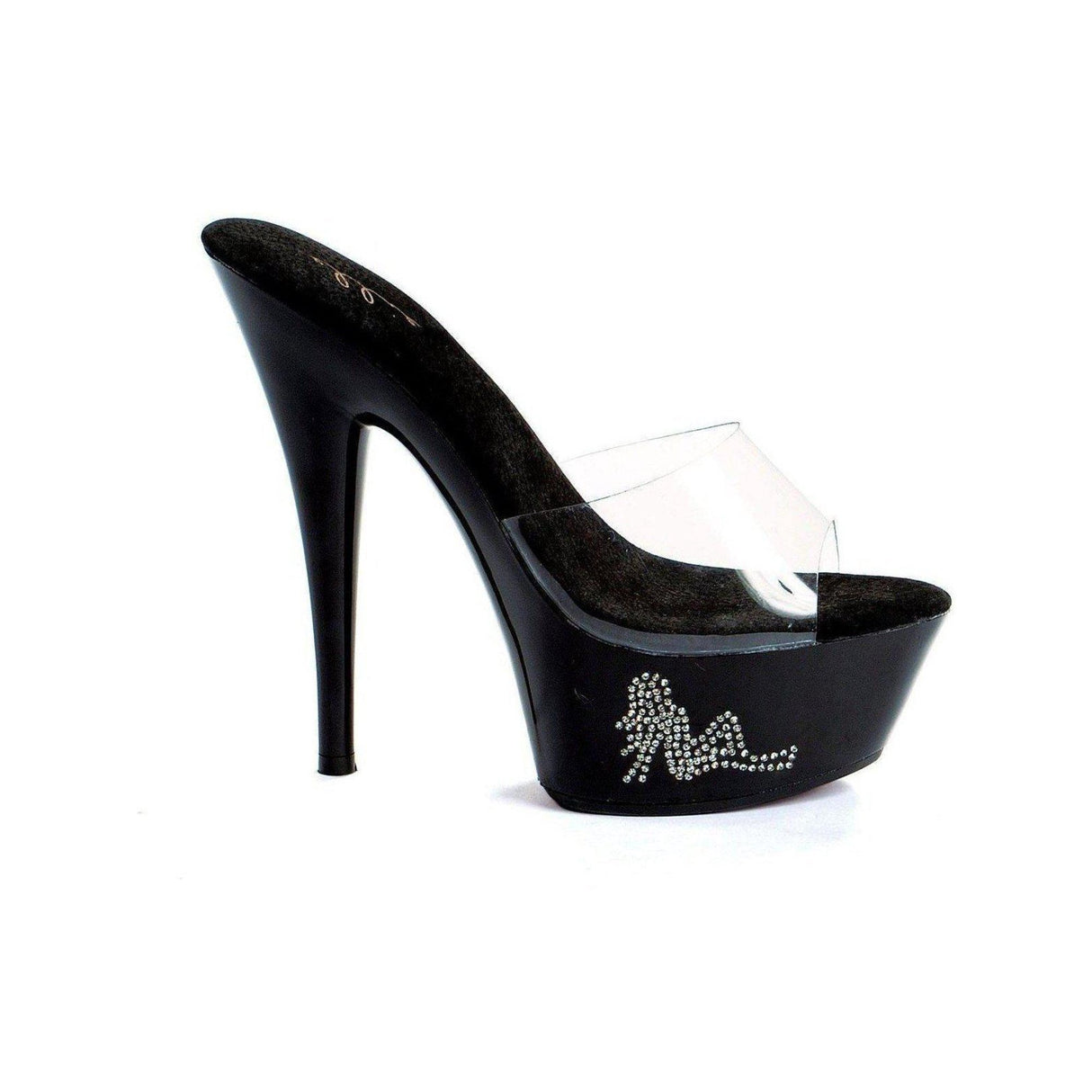 6 POUCES SANDALES TALONS NOIR AVEC UNE FILLE EN STRASS - Ellie Shoes