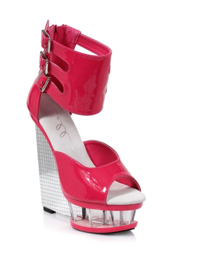 6 POUCES TALON COMPENSÉ MIRROIR AVEC SANGLE DE CHEVILLE - Ellie Shoes