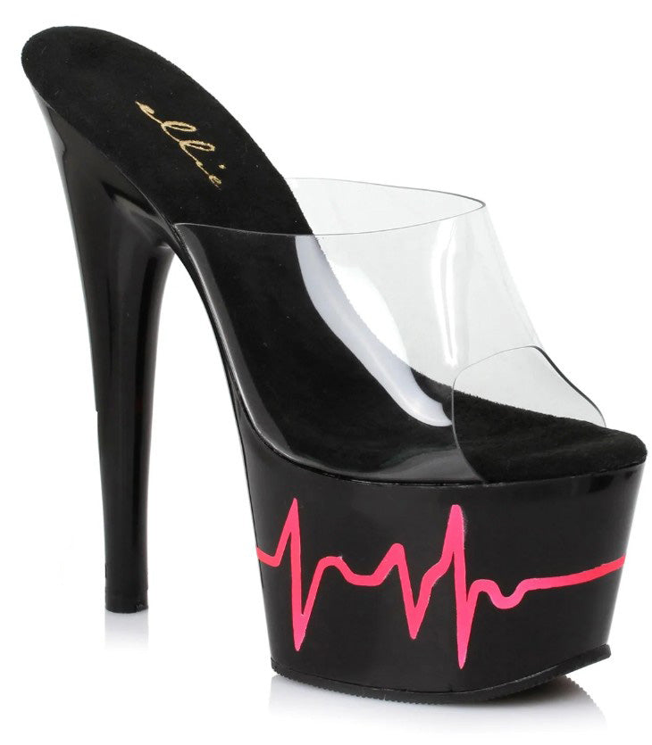 7 POUCES MULE HEART BEAT DESIGN NOIR - Ellie Shoes