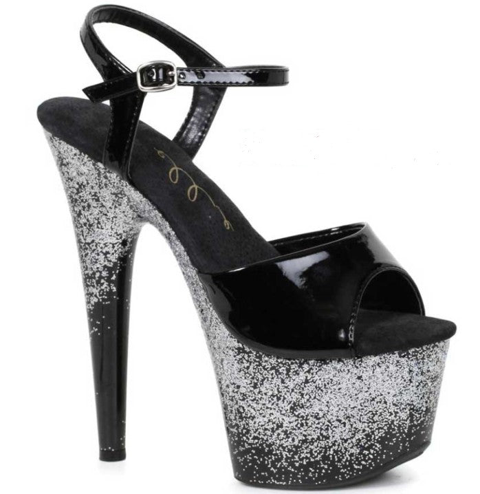 7 POUCES Sandale à plateforme pailletée ARGENT- Ellie Shoes