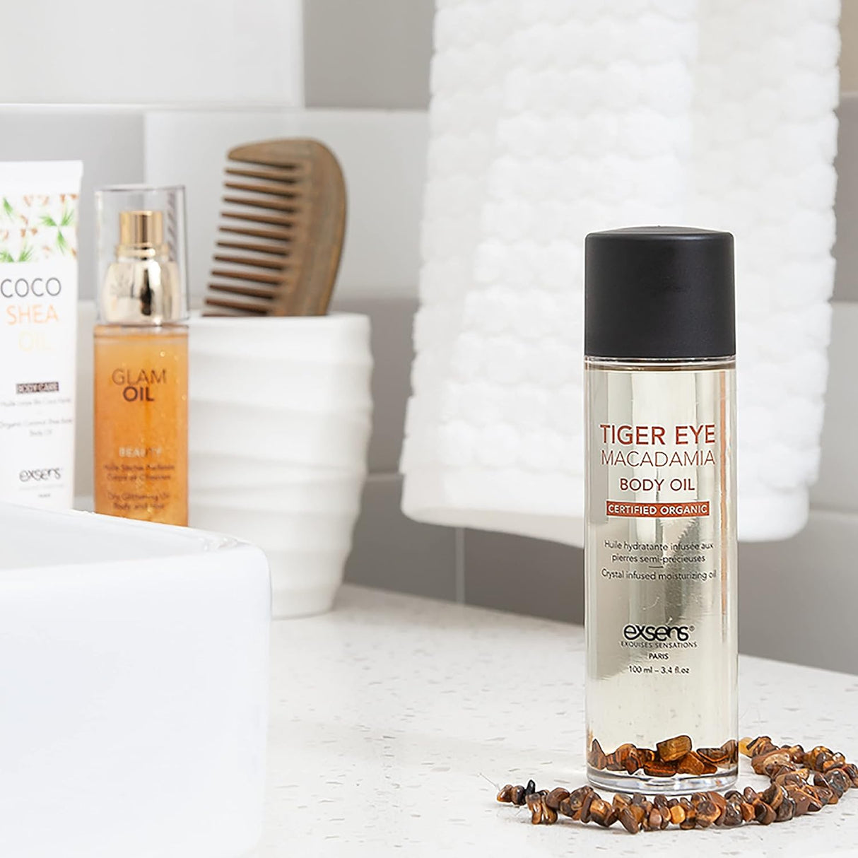 TIGER EYE MACADAMIA - ORGANIC MASSAGE OIL - 100 ML - EXSENS