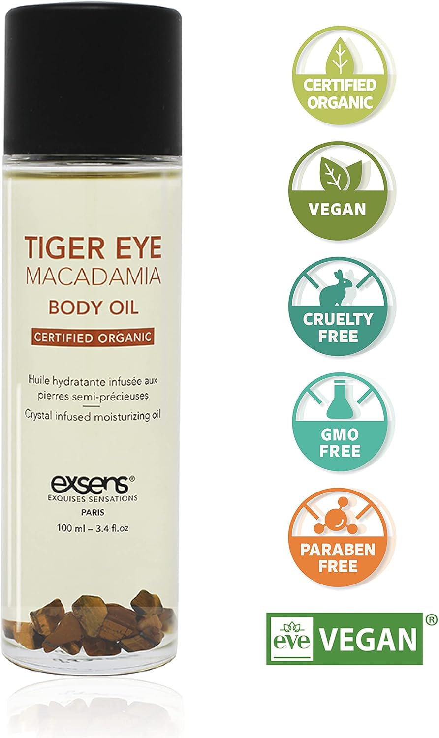 TIGER EYE MACADAMIA - ORGANIC MASSAGE OIL - 100 ML - EXSENS