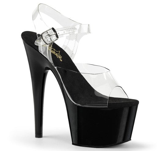 SANDALE PLATEFORME NOIR ET ATTACHES TRANSPARENTES - PLEASER