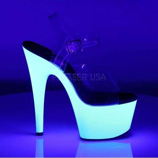 7 POUCES SANDALE PLATE-FORME BRILLE DANS LE NOIR BLANCHE - PLEASER