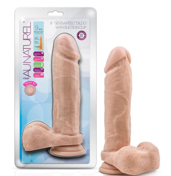AU NATUREL - 9" DILDO WITH SUCTION CUP - VANILLA