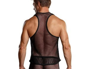 CAMISOLE NOIR STRETCH NET - MALE POWER