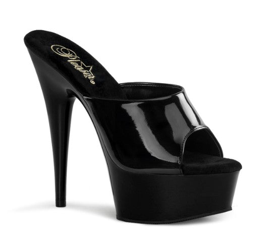 DELIGHT-601 NOIR - 6'' PLATEFORM PEEP TO SLIDE