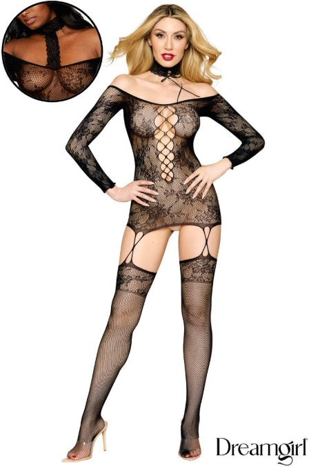 ROBE JARRETELLE REVERSIBLE EN DENTELLE - DREAMGIRL