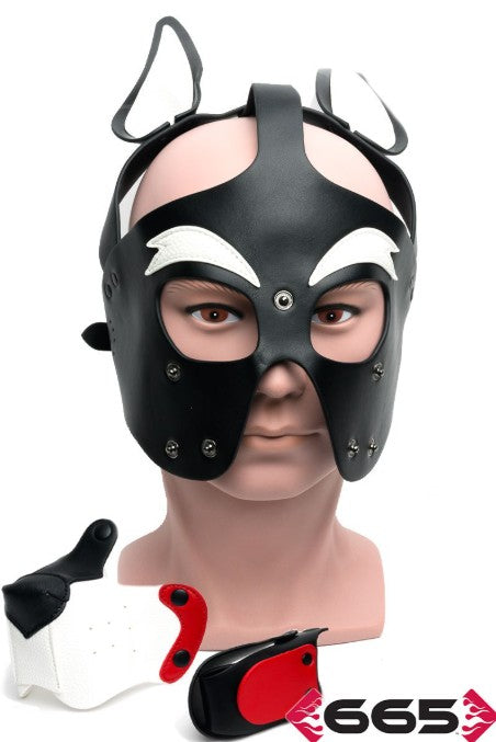 PLAYFUL PUP HOOD WHITE-RED-BLACK