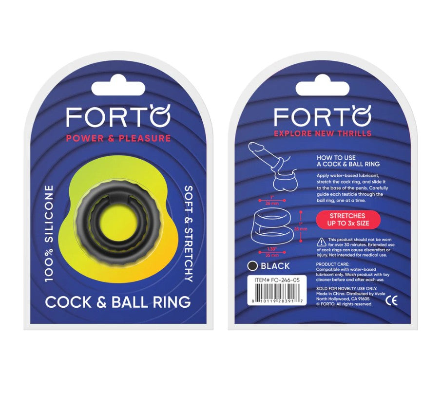 F-43 - TIERED COCK & BALL RING - BLACK - FORTO