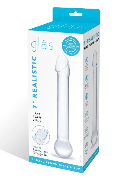 7 PO REALISTIC HEAD GLASS DILDO - GLÄS