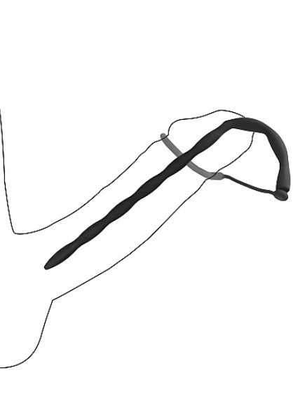 SILICONE PLUG & COCK RING SET - URETHAL SOUNDING - BLACK