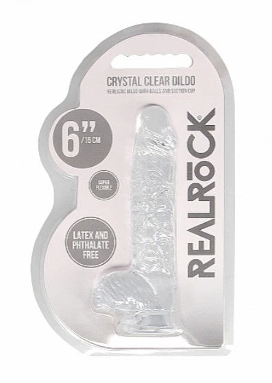 REALROCK - 6'' REALISTIC DILDO WITH BALLS - TRANSPARENT
