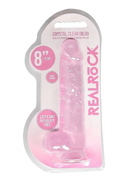 REALROCK - 8'' REALISTIC DILDO WITH BALLS - ROSE