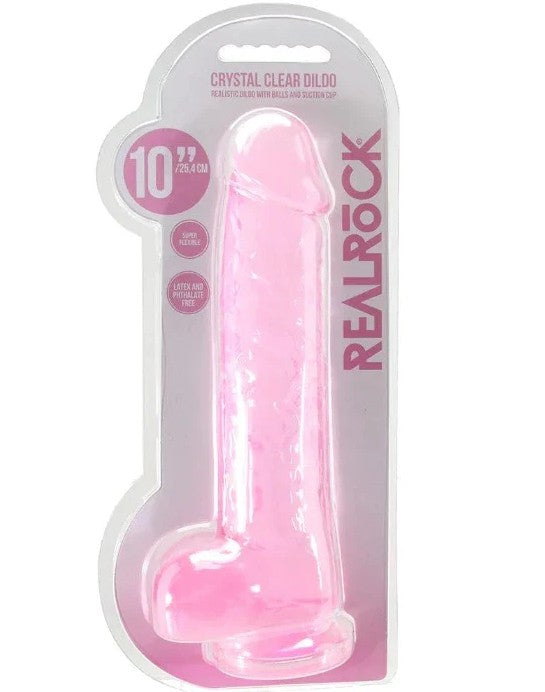 REALROCK - 10'' REALISTIC DILDO WITH BALLS - ROSE