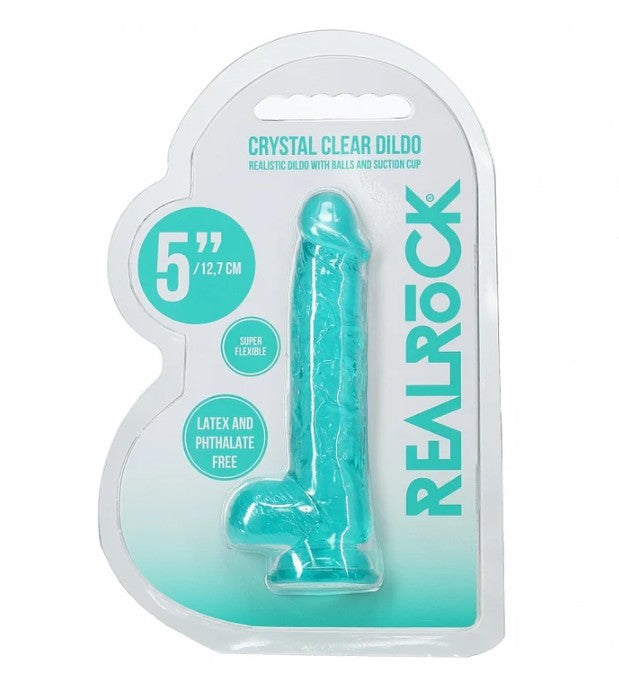 REALROCK REALISTIC DILDO WITH BALLS 5" TURQUOISE