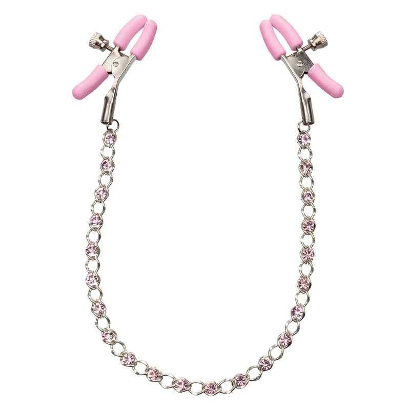 PINK - NIPPLE PLAY CRYSTAL CHAIN CLAMPS - CALEXOTICS