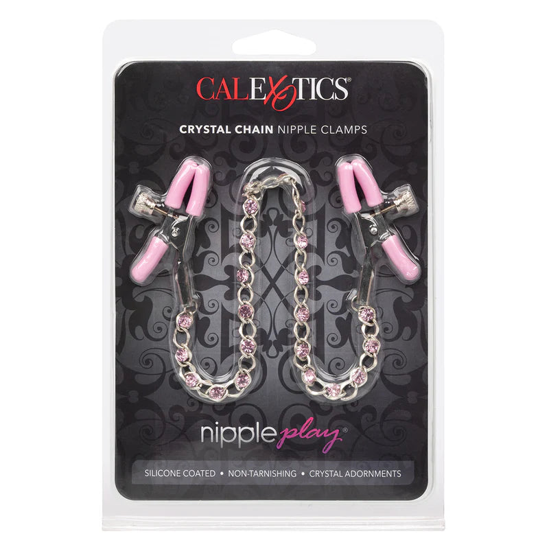 PINK - NIPPLE PLAY CRYSTAL CHAIN CLAMPS - CALEXOTICS