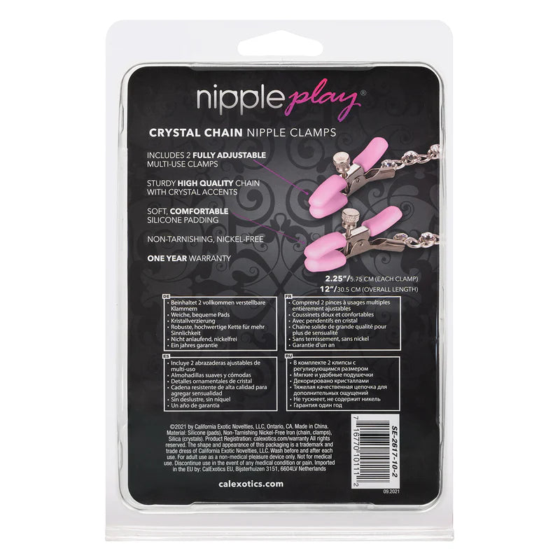 PINK - NIPPLE PLAY CRYSTAL CHAIN CLAMPS - CALEXOTICS