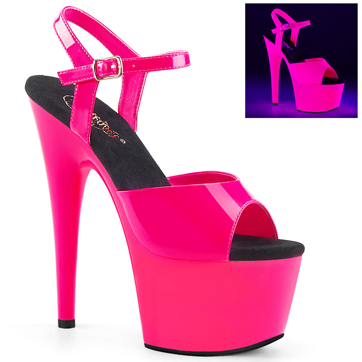 7 POUCES SANDALE ROSE UV BRILLE DANS LE NOIR - PLEASER