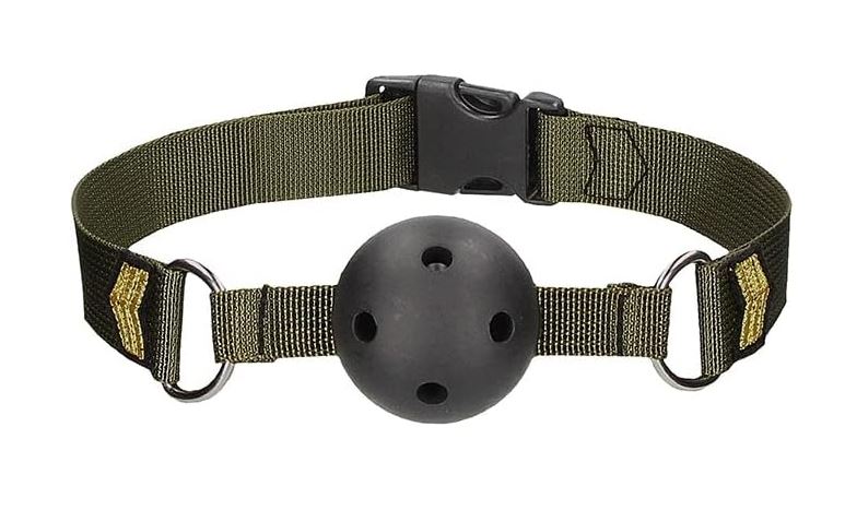 BREATHABLE BALL GAG - ARMY -OUCH!