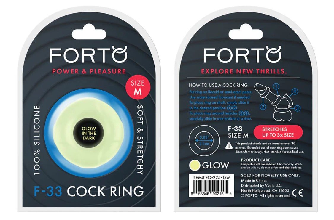 F-33 : 21MM 100% LIQUID SILICONE C-RING MEDIUM - GLOW GREEN