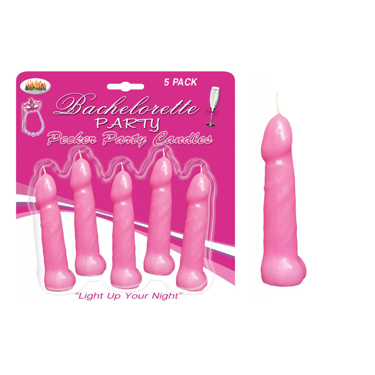 BACHELORETTE PECKER PARTY PINK CANDLES 5PK