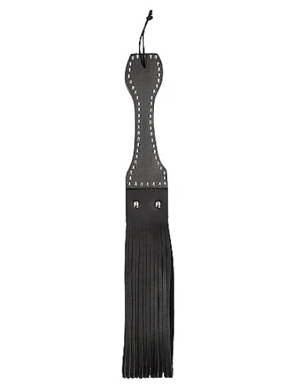 WOODEN HANDLE BELT WHIP FLOGGER LEATHER- BLACK
