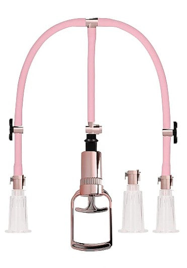 CLITORAL & NIPPLE PUMP SET MEDIUM - ROSE- PUMPED