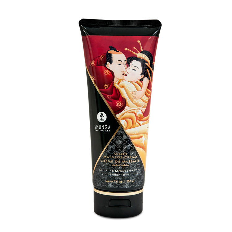 SHUNGA CREME DE MASSAGE COMESTIBLE VIN PETILLANT FRAISE