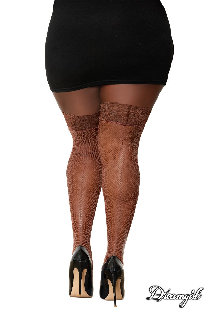 BAS RÉSILLE 3/4 BANDE DENTELLE AVEC SILICONE - QUEEN - DREAMGIRL