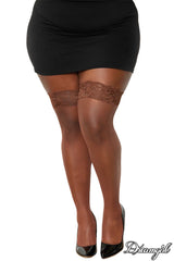 BAS RÉSILLE 3/4 BANDE DENTELLE AVEC SILICONE - QUEEN - DREAMGIRL