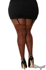 BAS 3/4 TRANSPARENT AVEC COUTURE ET BANDE OPAQUE - QUEEN - DREAMGIRL
