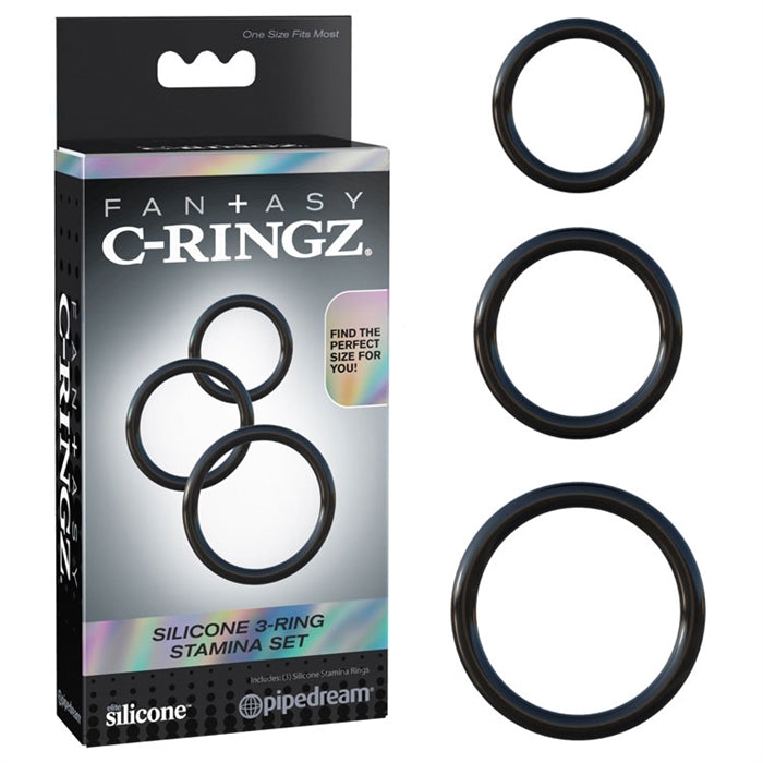C-RINGZ SILICONE 3-RING STAMINA SET NOIR
