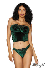 CORSET EN VELOURS VERT