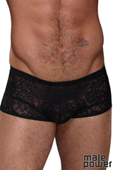 STRETCH LACE / NOIR/ MINI SHORT - MALE POWER