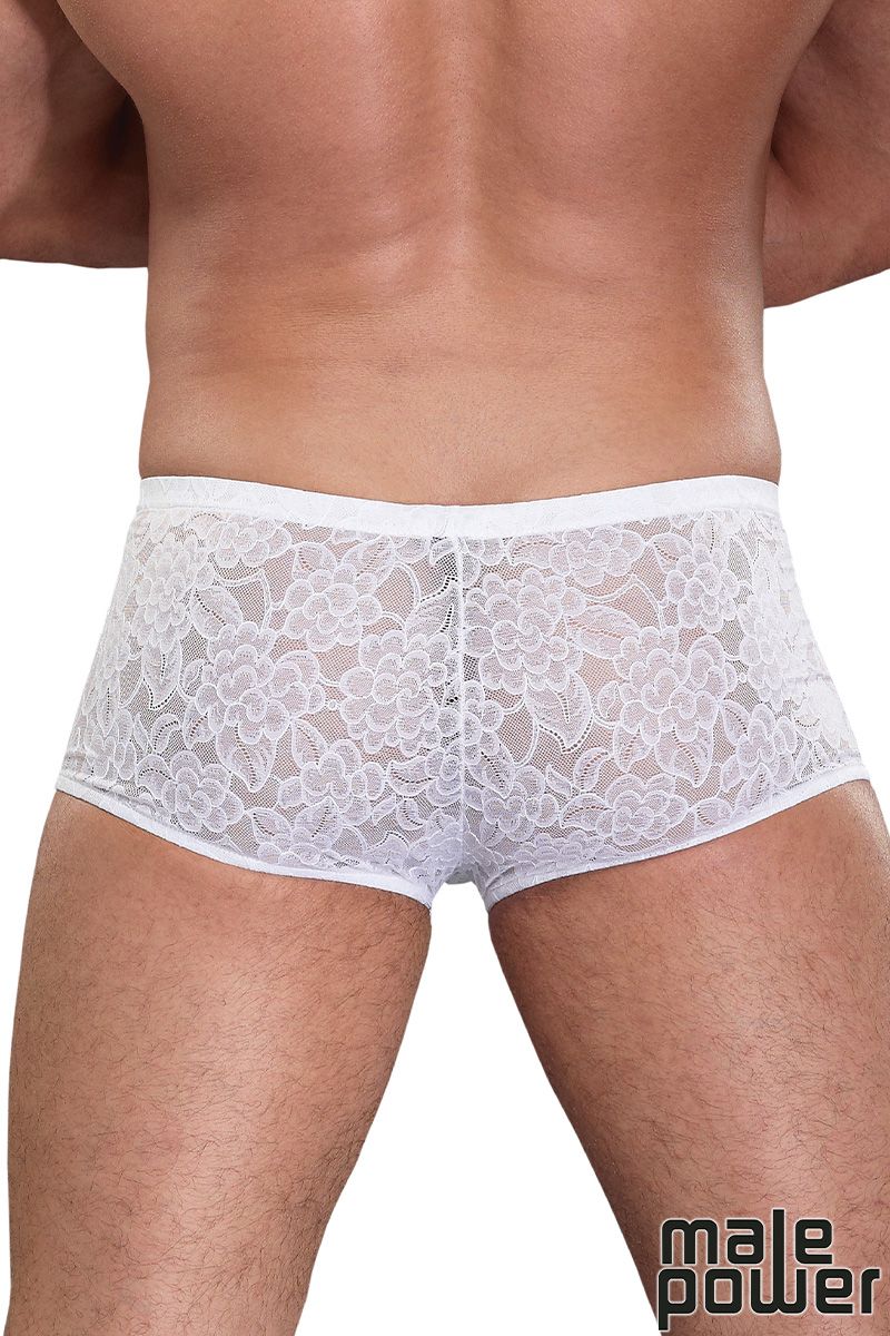 STRETCH LACE BLANC-MINI SHORT- MALE POWER