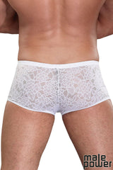 STRETCH LACE BLANC-MINI SHORT- MALE POWER