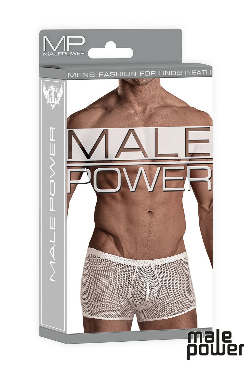 STRETCH NET / BLANC/ POUCH SHORT - MALE POWER